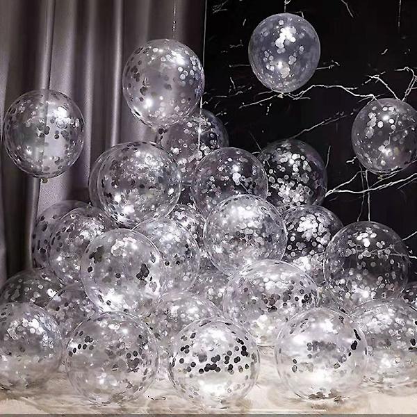 Farverige Konfetti Balloner - Pakke med 13 Latex 12\" Tommer Dekorationer til Fødselsdagsfester, Bryllupper, Jubilæer Silver