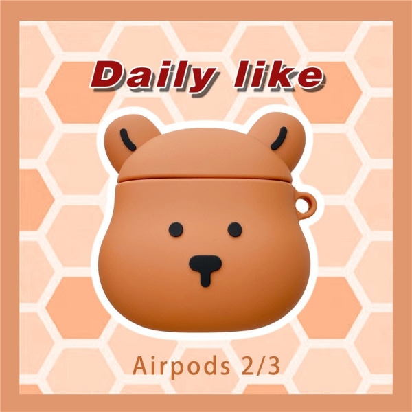 Case silikonikotelo, joka on yhteensopiva AirPods 2:n ja 1:n kanssa - Söpö, hauska iskunkestävä cover , pienisilmäinen karhu