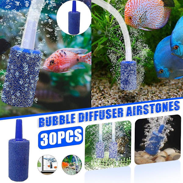 Luftsten Cylinder 30 stk Boble Diffuser Luftsten til Akvarium Fisktank Pumpe