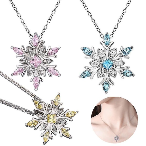 Snöflinga Halsband Kvinnor Halsband Snöflinga Hänge Kristall Present