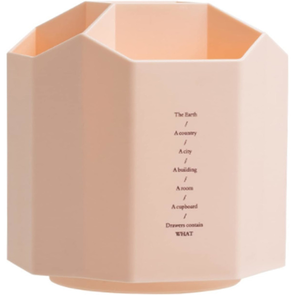 Rosa-hexagonal pennhållare 5 fack, roterbar multifunktionell pennhållare, pennhållare för kontorsmaterial, tillämplig på kontorsmaterial, brevpapper