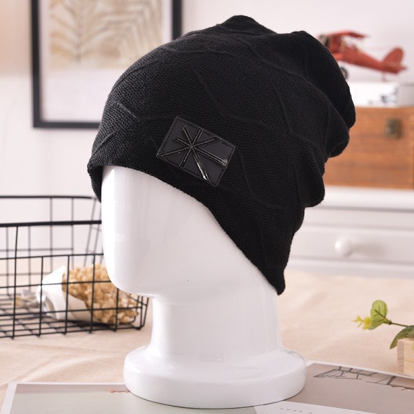 2pcs men's thickened head hat Korean style winter woolen hat A