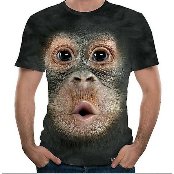 Trend Monkey Orangutang Herr T-shirt 3D Digitaltryckning Kortärmad Topp Storlek L