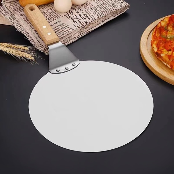 Ruokalaatuinen ruostumattomasta teräksestä valmistettu pizzalapio 22 cm:n puukahvalla, 25,5 x 25,5 cm / 10 tuuman pizza leivontaan käsintehtyä pizzaa varten