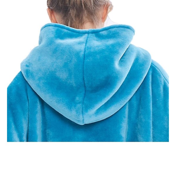 Oversized bærbar tæppehættetrøje, komfortabel pullover til voksne mænd og kvinder Blue