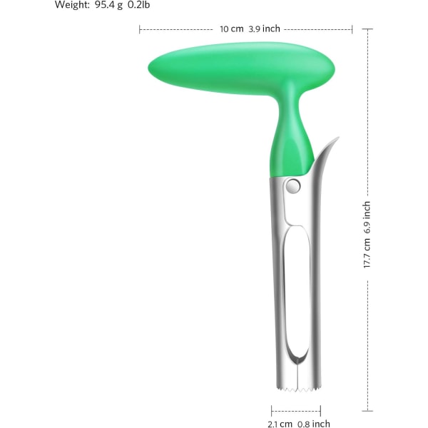 Omenapuolen poistaja, omenapuolen poistaja ABS-kahvalla ja sahalaitaisella ruostumattomasta teräksestä valmistetulla terällä, Core Core, vihreä