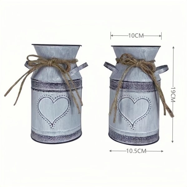 Vintage metallvase - 10,5 x 19 cm - Vintage Shabby Chi