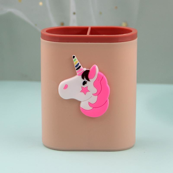 Söt pennhållare pennfodral kontorsbord skrivbordsmaterial sminkborsthållare Pink Horse
