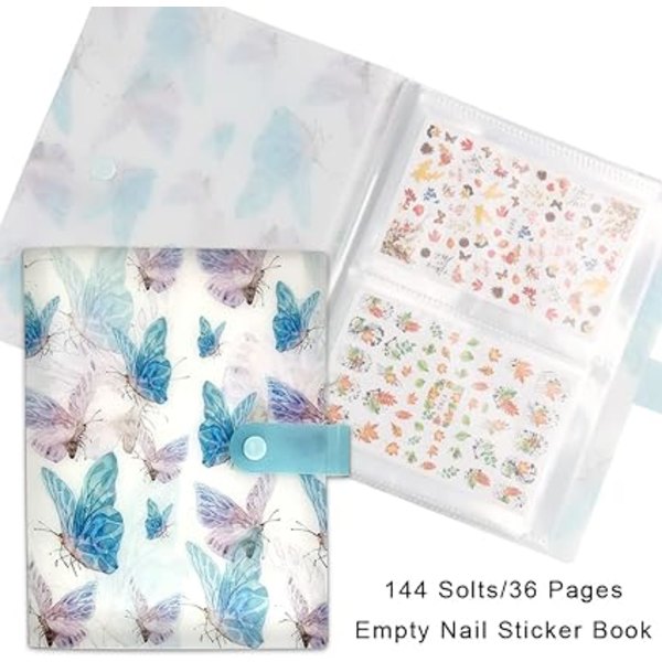 120 Slots Butterfly Nail Art Sticker Opbevaringsbog Nail Art Decals Nail Sticker Kollektionsalbum Tomt Display Bog Kollektionsholder Bog