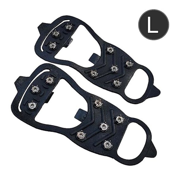 1 par 8-tandet Anti-skid Ice Gripper Spike Vinter Klatring Anti-slip Sne Spikes Greb Klamper Over Sko Dækker Crampon L