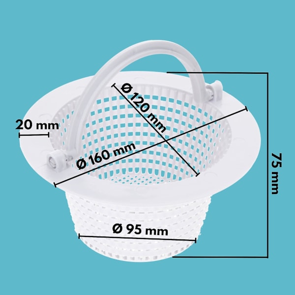 Skimmerkorg, 16 cm ersättningskorg för standardskimmerpool, förfilter med handtag för enkel borttagning