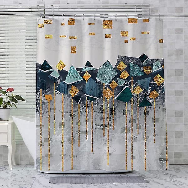 Modern geometrisk duschdraperi badrum vattentät gardin Beige 180x200cm