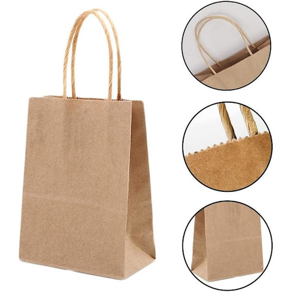 Papir gavepose med håndtag Bulk Kraft pose, (Original - 10 stk.) til at bære bryllupper, fødselsdage, fester og gaver.