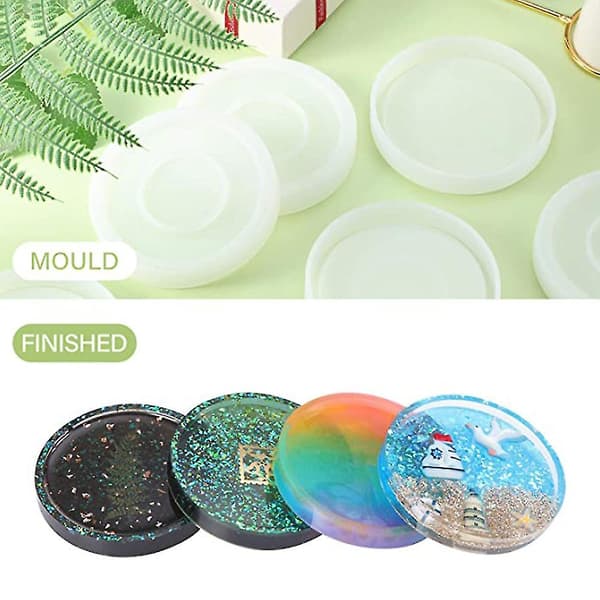 6 stk. DIY runde coaster-fremstillingssilikoneforme Kreative epoxy-kopmåtteforme
