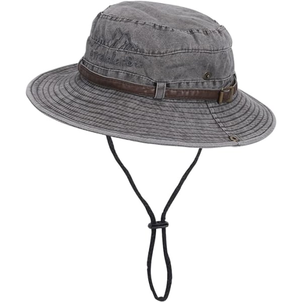 Mäns hopfällbar solhatt Safarihatt Anti UV Utomhus Bergsklättring Resa Hatt Fiskehatt Hinkhatt，Grå