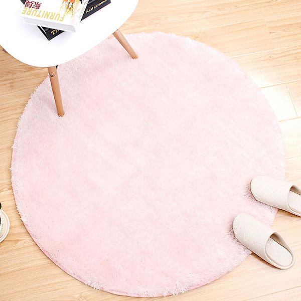 Rund badrumsmatta halkfri lurvig matta, mikrofiber lurvig matta, superabsorberande mattor, maskintvättbar sängkläder plysch golvmatta, 60 cm Pink