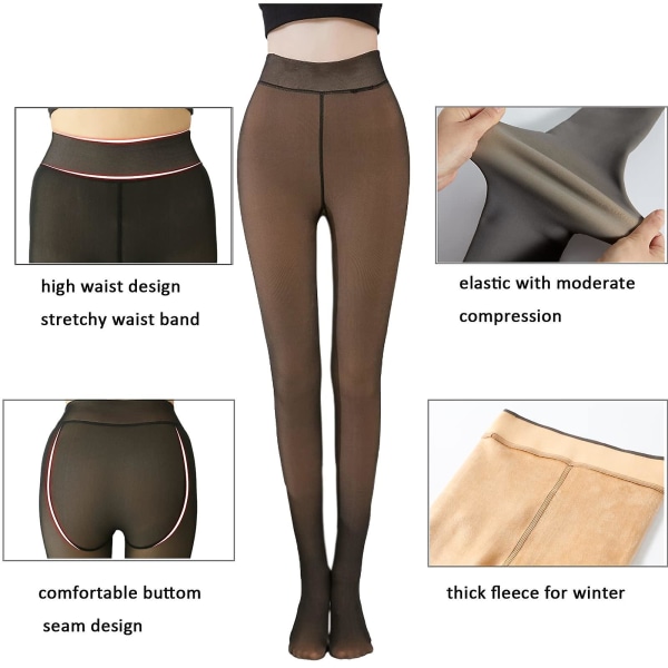 Kvinder Vinter Termiske Tights Falske Fleece Tights Uigennemsigtige Fleece Foret Leggings Falske Gennemsigtige Elastiske Skinny Bukser