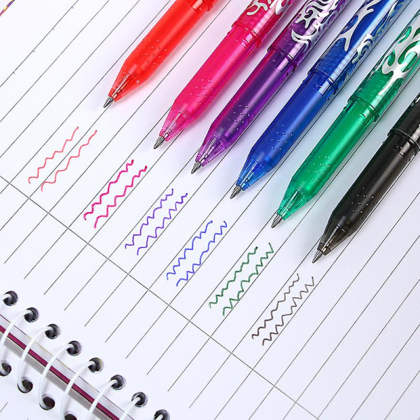 6pcs Erasable Gel Ink Pens, Fine Point, Assorted Color Inks