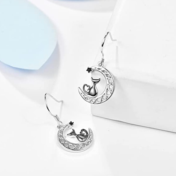 Women's Calcium/Moon/Cross Earrings Girls Sterling Silver Cage Filigree Drop Earrings