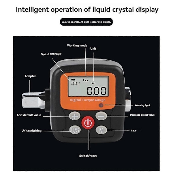 Digital momentmåler momentnøkkel tester med LED-skjerm digital momentnøkkeladapter for bil sykkelreparasjon C