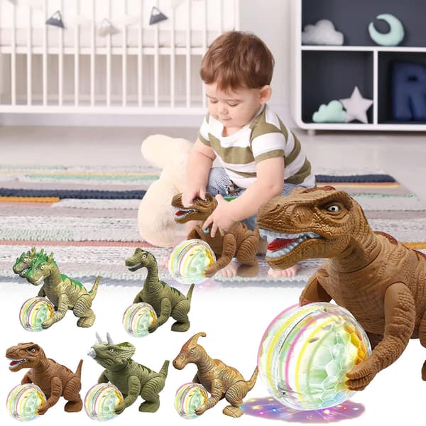 Elektrisk dinosaurleketøy mekanisk krypende gutt belysning lydeffekt simuleringsmodell tidlig utdanning(a) E