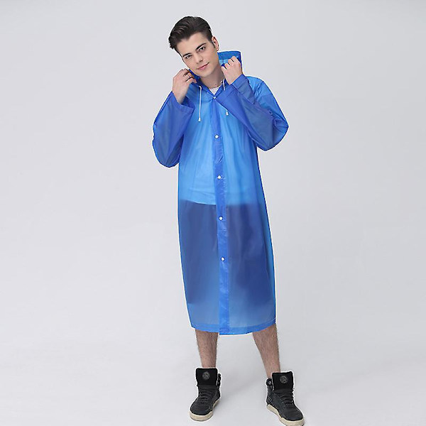 Återanvändbara regnponchos med huvor och ärmar Lätt regnkläder Blue Gem