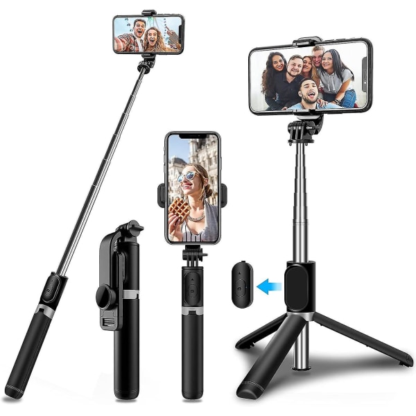 Bluetooth Selfie Stick Stativ, utdragbar Selfie Stick