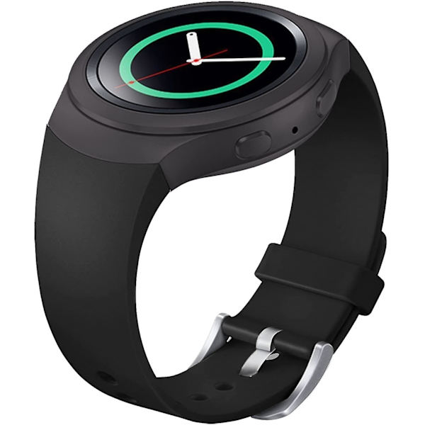 Ranneke Samsung Gear S2:lle, pehmeä silikoninen urheilullinen vaihdettava ranneke Black
