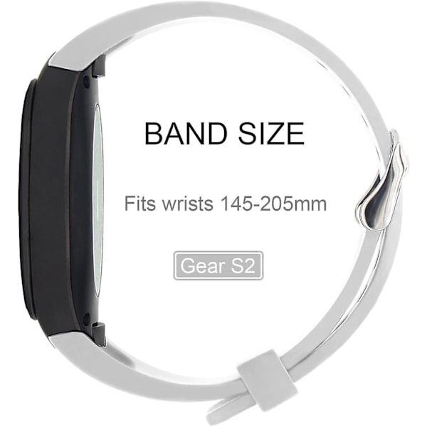 Ranneke Samsung Gear S2:lle, pehmeä silikoniurheilutyylinen vaihdettavassa hihna White