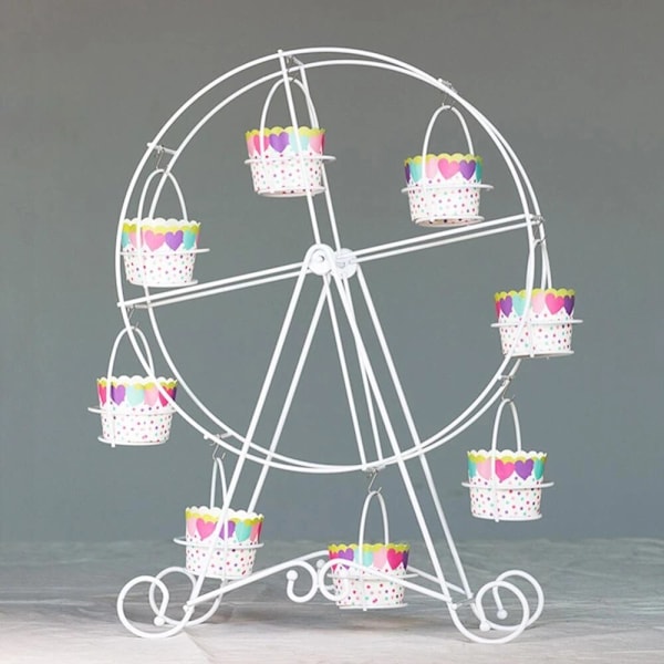 Metallisk pariserhjul cupcake-ställ bröllop födelsedagsfest tårta stativ display stativ