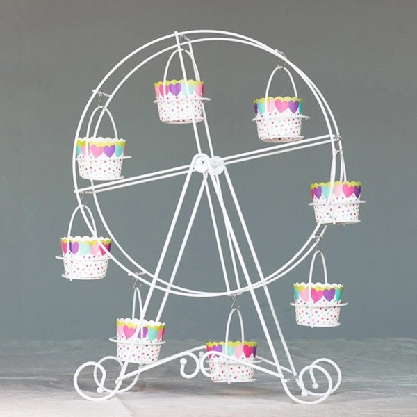 Metallisk pariserhjul cupcake-stativ bryllup bursdagsfest kake stativ display stativ