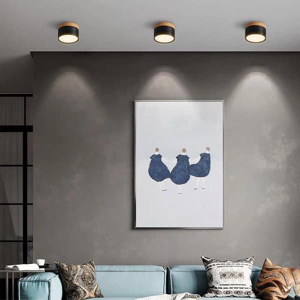 Rund loftspot LED sort varm hvid aluminium loftslampe