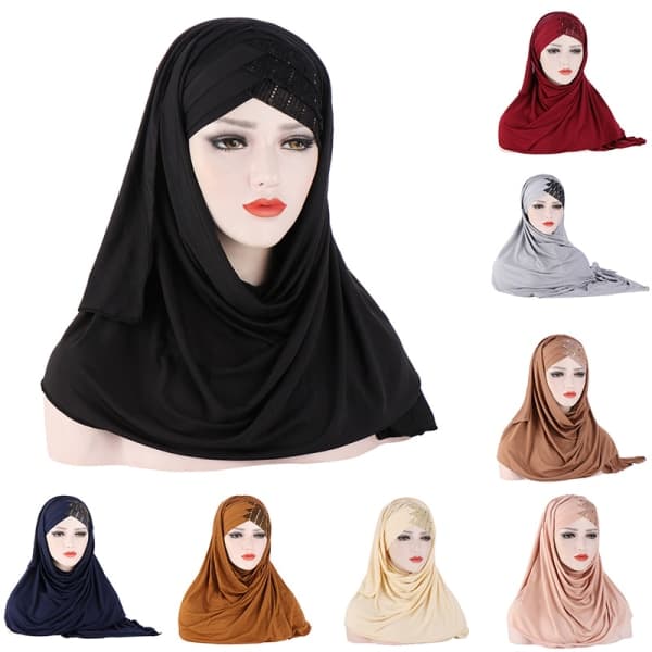 Damhijab Muslimsk Hijab Full Coverage Lång Sjal - Svart