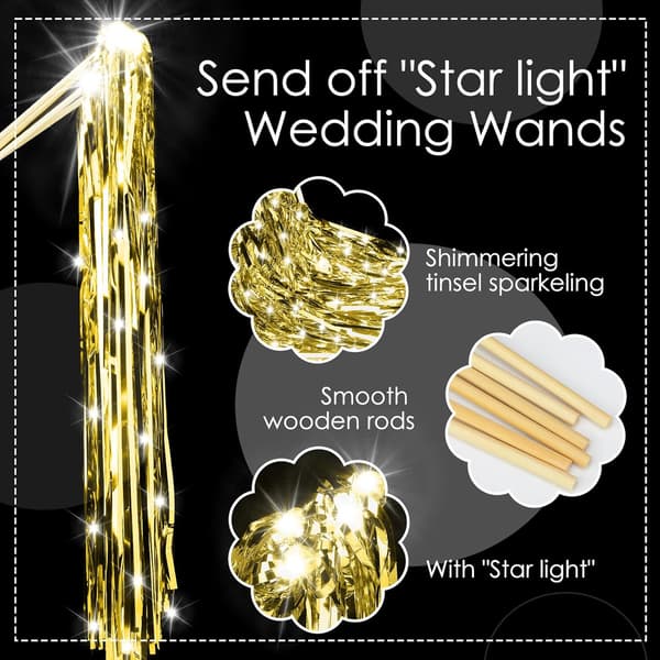 48 st Ljusa Bröllopsstavar LED Glitter Bröllopsstavar Lysande Bröllopsband för Bröllop Gold