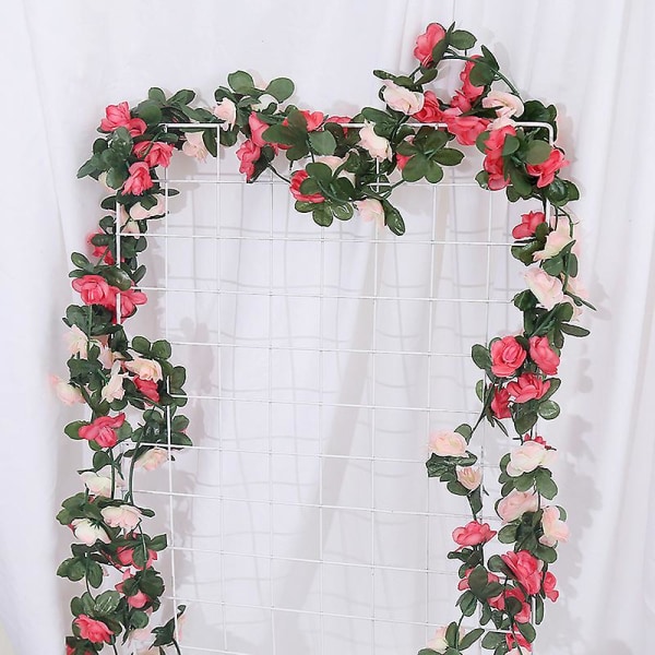 2pcs 8ft Fake Rose Rattan Wreath Artificial Floral Plants For Hotel Wedding Home Party Garden Craft Art Decor