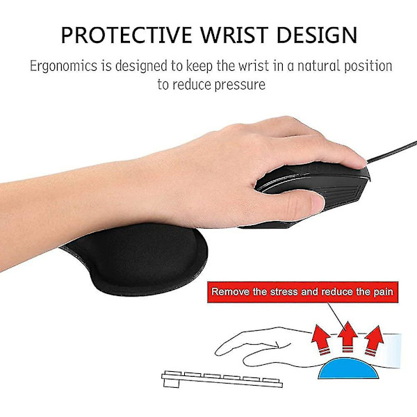 Ergonomisk håndledsstøtte til tastatur og mus, Memory Foam