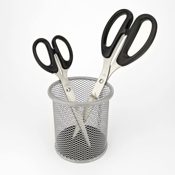Silver, diameter 9 cm metallpennhållare | rund metallpennhållare
