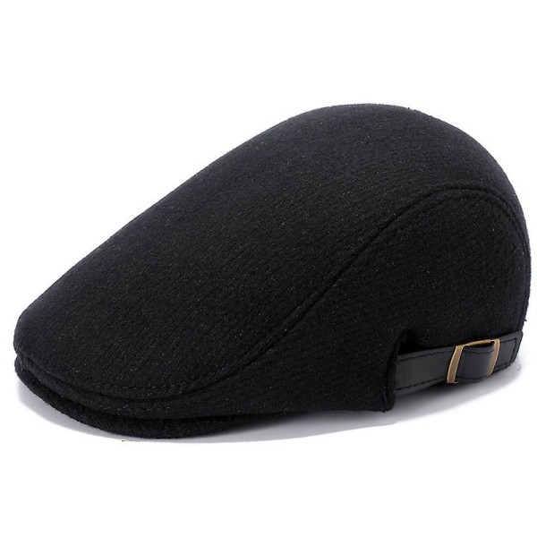 Herre Uld Tweed Ivy Newsboy Golf Beret Kørsel Kasket Hat Black