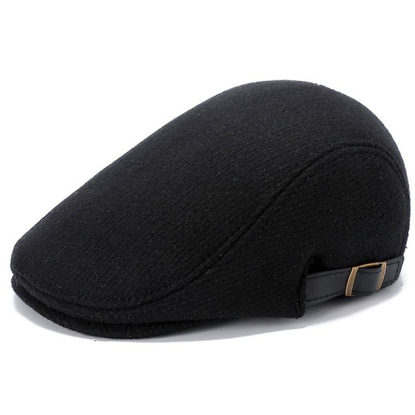 Mens Woolen Tweed Ivy Newsboy Golf Basker Driving Cap Hat Black