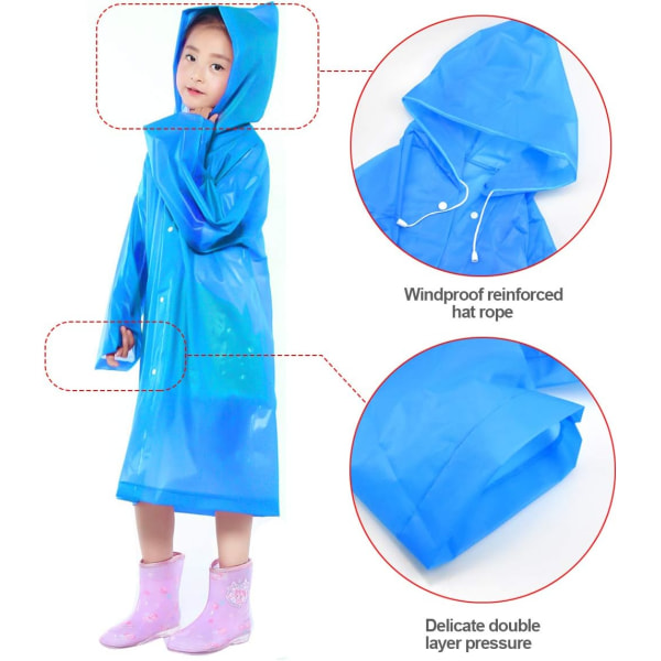 Raincoat Rain Cape for Kids, EVA Rain Poncho with Hood for Boys Girls, Rainproof Poncho, Reusable Raincoat for Camping Traveling Outdoor Activities