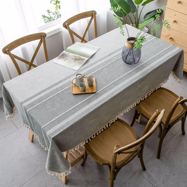 Bordsduk Grå Tassel Ins Vindtät Dammtät Bomull Linne grey 90*90cm