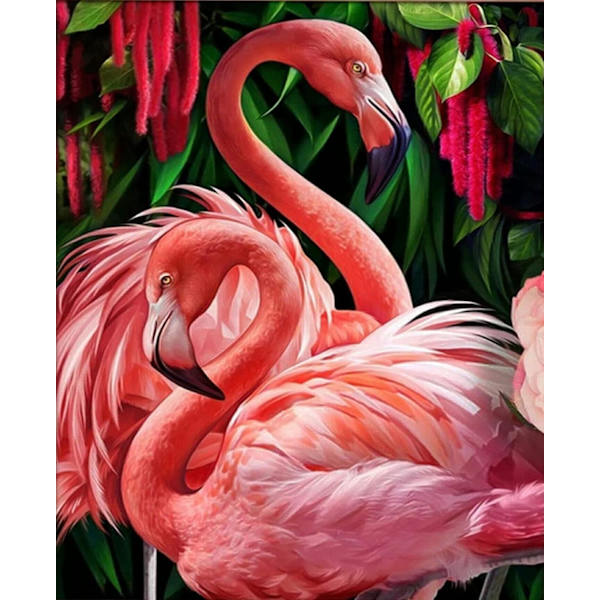 5D Diamantmålningssats, Diamantkonstsats för vuxna, Full Rund Diamant Flamingo DIY Målning