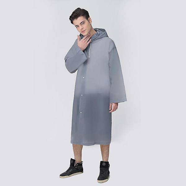 Återanvändbara regnponchos med huvor och ärmar Lätt regnkläder Medium Gray