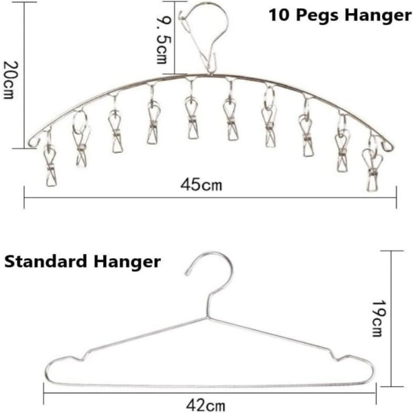 Stainless Steel Clothes Dryer with 10 Clips for Socks, Underwear and Small Items