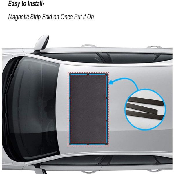 Magnetisk solskjerm for biltak, pustende mesh-biltakdeksel for nattcamping, rask installasjon, UV-solbeskyttelse når du parkerer og reiser.