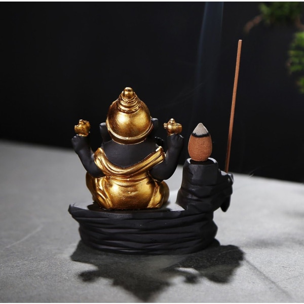Handgjord keramisk rökelsehållare, bakåtflöde Rökelsebrännare Statyett Rökelsestruthållare Heminredning Presentdekorationer Staty Ornament Ganesha