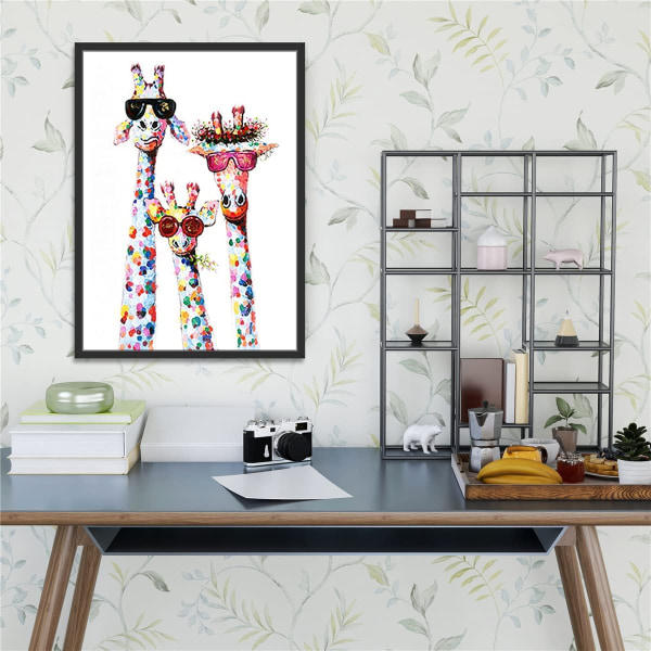 Diamond painting Leende giraff, DIY 5D Animal Diamond Art Set för vuxna Barn Nybörjare, 12x16 tum, perfekt dekoration för hem och kontor