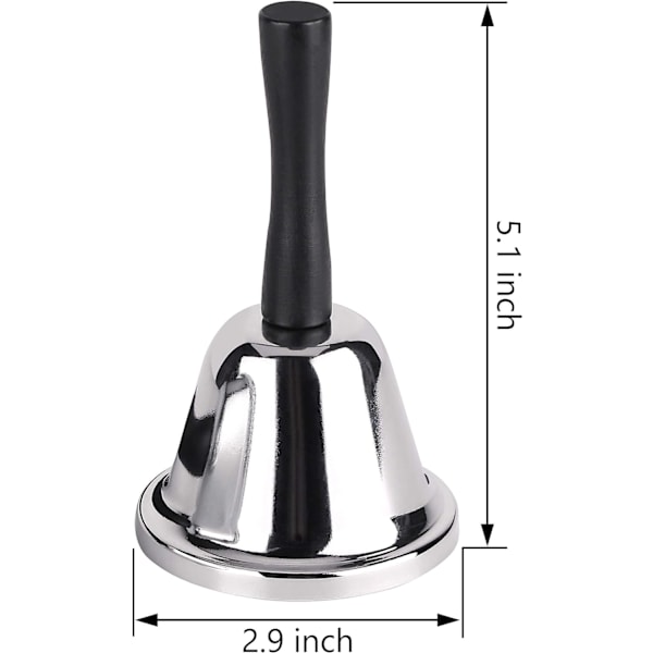 Hög ljudande handklocka för vuxna, silver stål handklocka, klassrum, matsal, klocka, matlinje, larmklocka, väckarklocka, ring