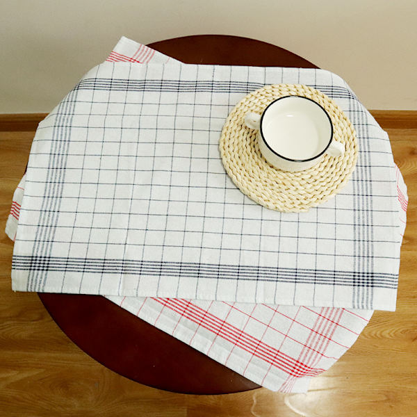 (3 Røde + 3 Blå) 6 x Køkkenhåndklæder 40 x 60 cm | Kvalitetsbomuldsstof | Meget absorberende og let vaskbar | Alsidig brug og forskellige farver