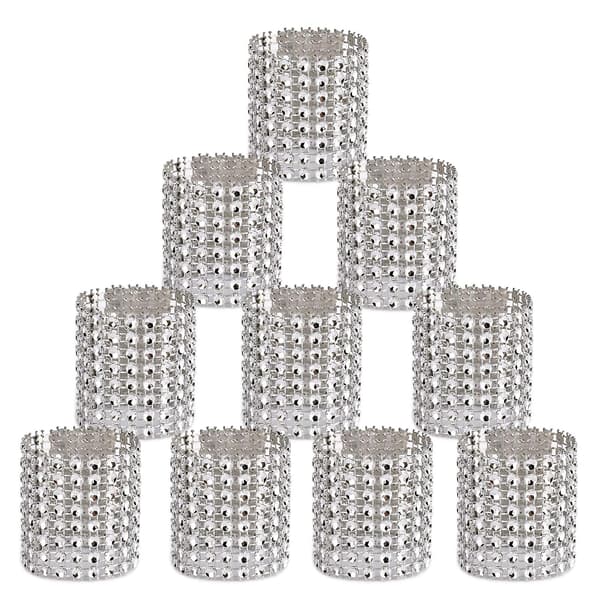 50 st Servettringar Rhinestone Servettringar Dekoration För Bröllopsfest Silver